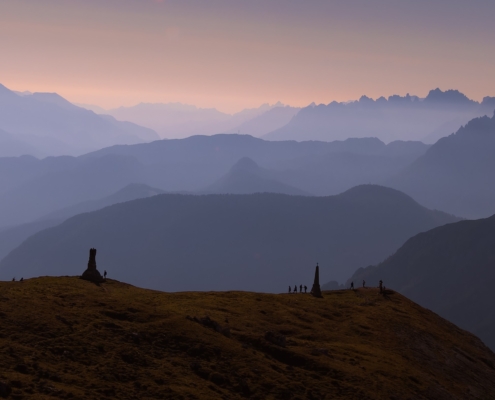 Abendstimmung und Kulissenphänomen in den Dolomiten
